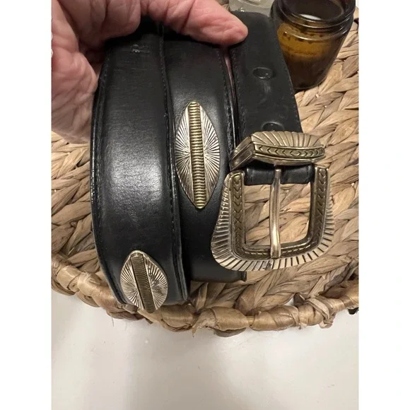 Vintage Billy Betts of California Black Leather Concho Belt Size 40 - By Leegin - Picture 9 of 13